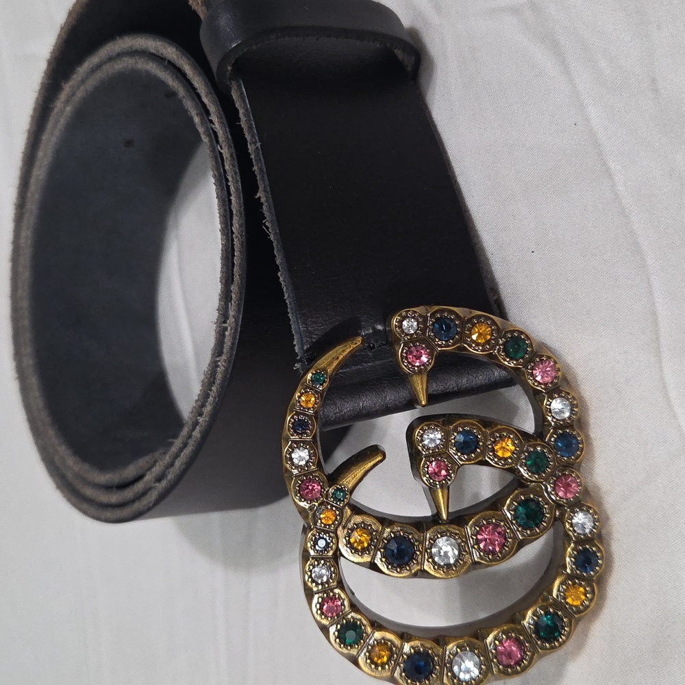 Gucci Gem Belt Leather GG Buckle - Picture 2 of 14
